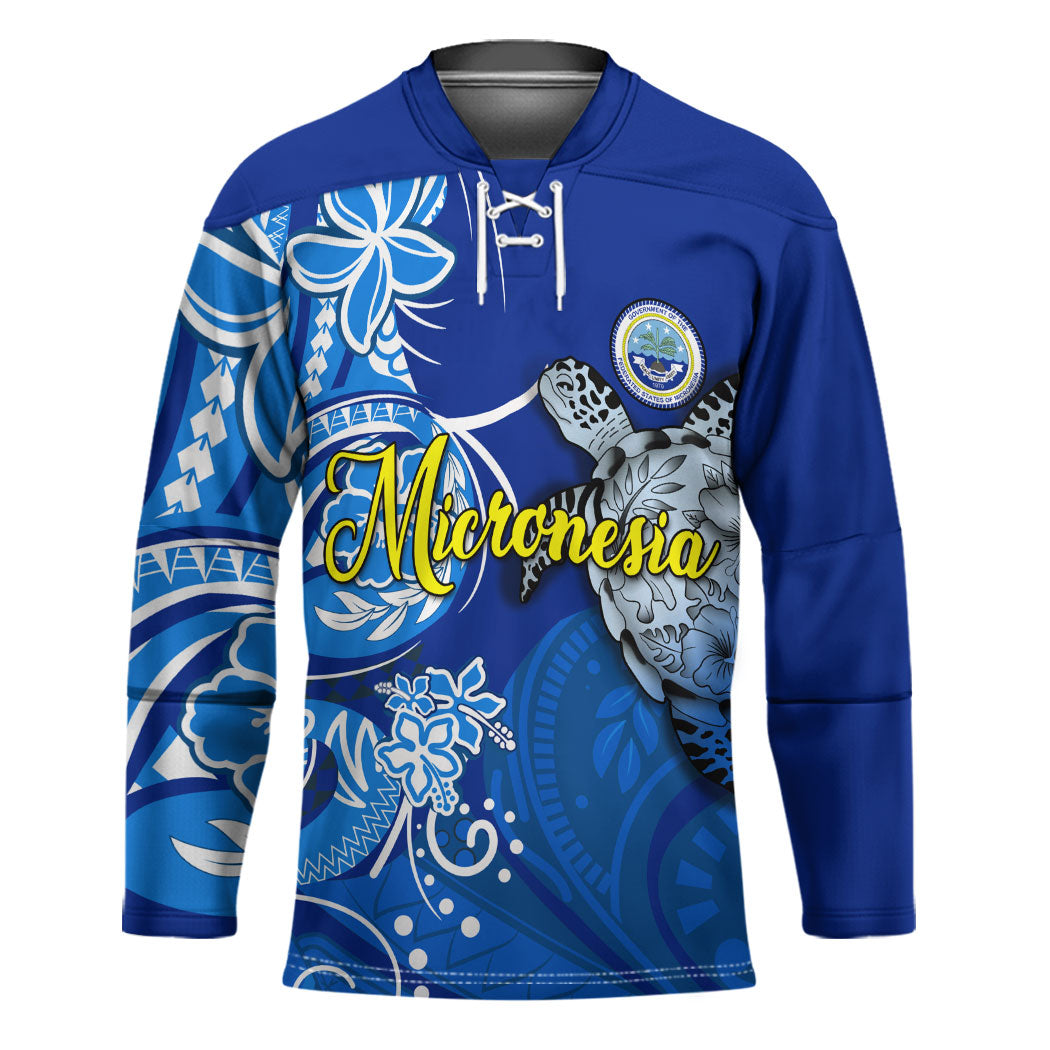 Micronesia Sea Turtle Hockey Jersey Federated States Of Micronesia Tribal Floral Pattern