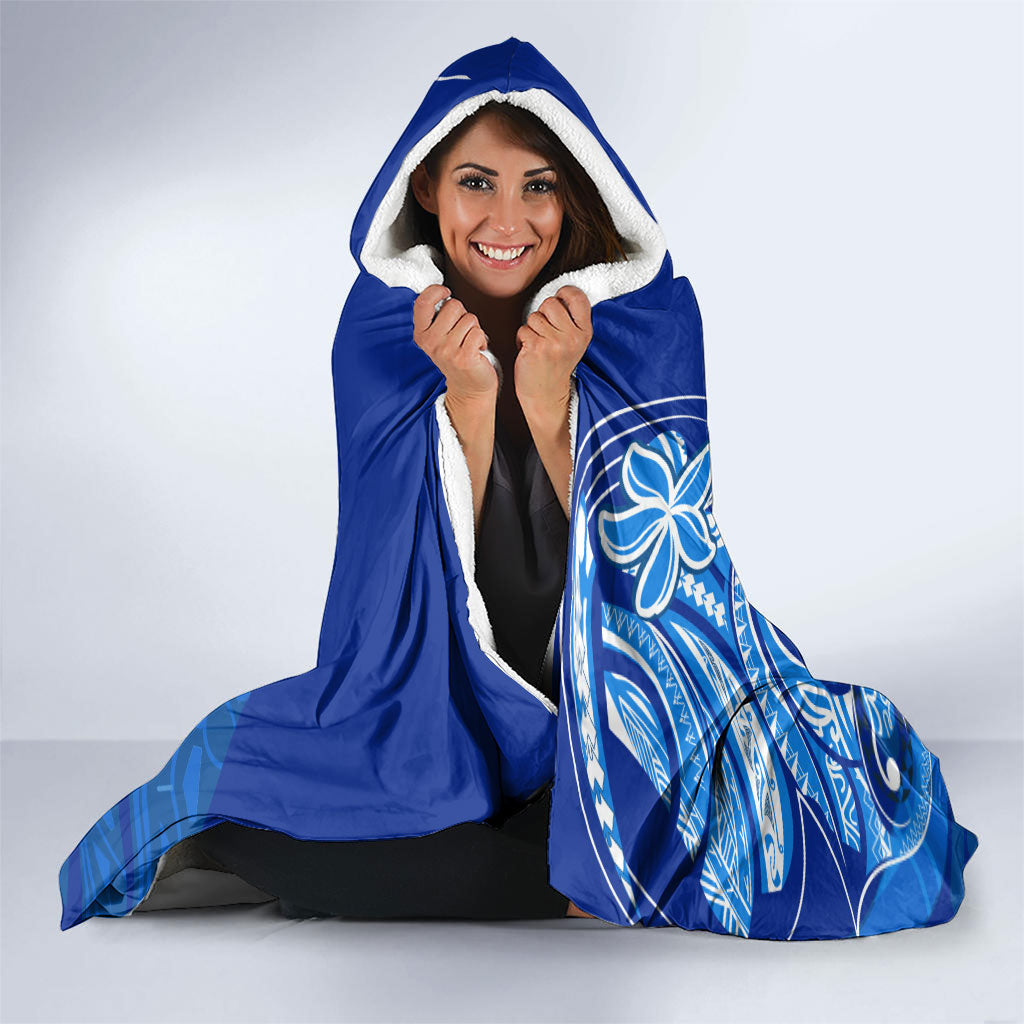 Micronesia Sea Turtle Hooded Blanket Federated States Of Micronesia Tribal Floral Pattern