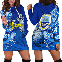 Micronesia Sea Turtle Hoodie Dress Federated States Of Micronesia Tribal Floral Pattern