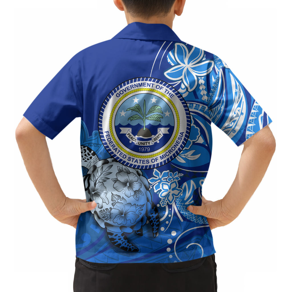 Micronesia Sea Turtle Kid Hawaiian Shirt Federated States Of Micronesia Tribal Floral Pattern