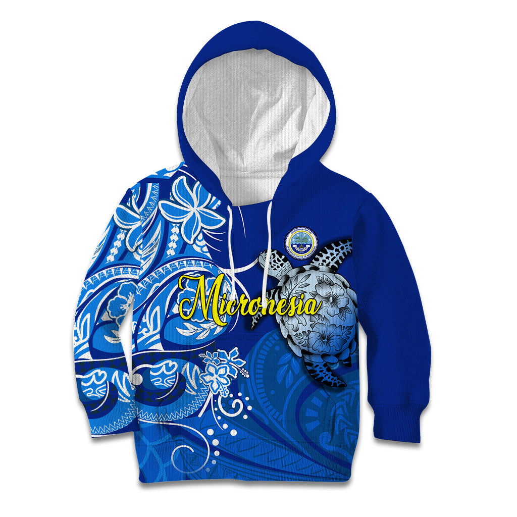 Micronesia Sea Turtle Kid Hoodie Federated States Of Micronesia Tribal Floral Pattern