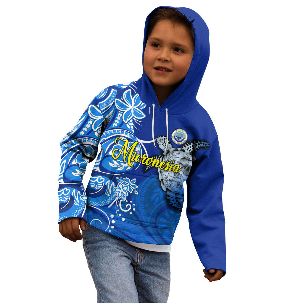 Micronesia Sea Turtle Kid Hoodie Federated States Of Micronesia Tribal Floral Pattern