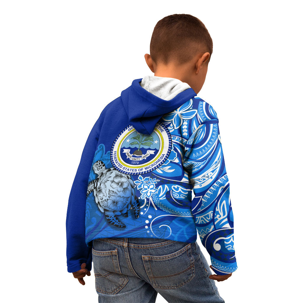 Micronesia Sea Turtle Kid Hoodie Federated States Of Micronesia Tribal Floral Pattern