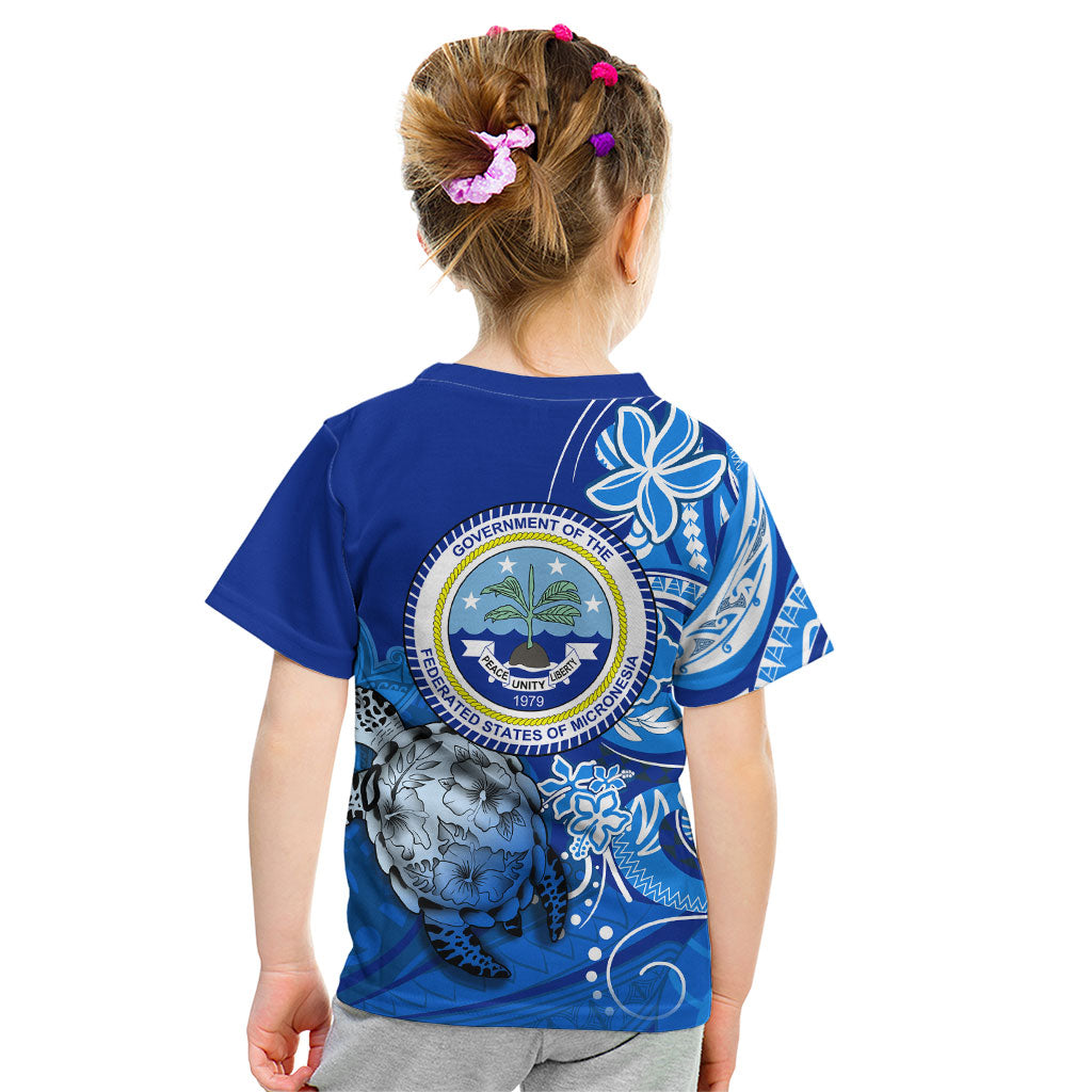 Micronesia Sea Turtle Kid T Shirt Federated States Of Micronesia Tribal Floral Pattern
