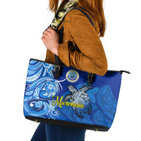 Micronesia Sea Turtle Leather Tote Bag Federated States Of Micronesia Tribal Floral Pattern