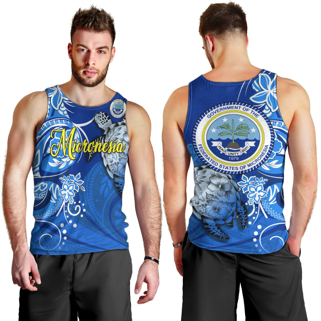 Micronesia Sea Turtle Men Tank Top Federated States Of Micronesia Tribal Floral Pattern
