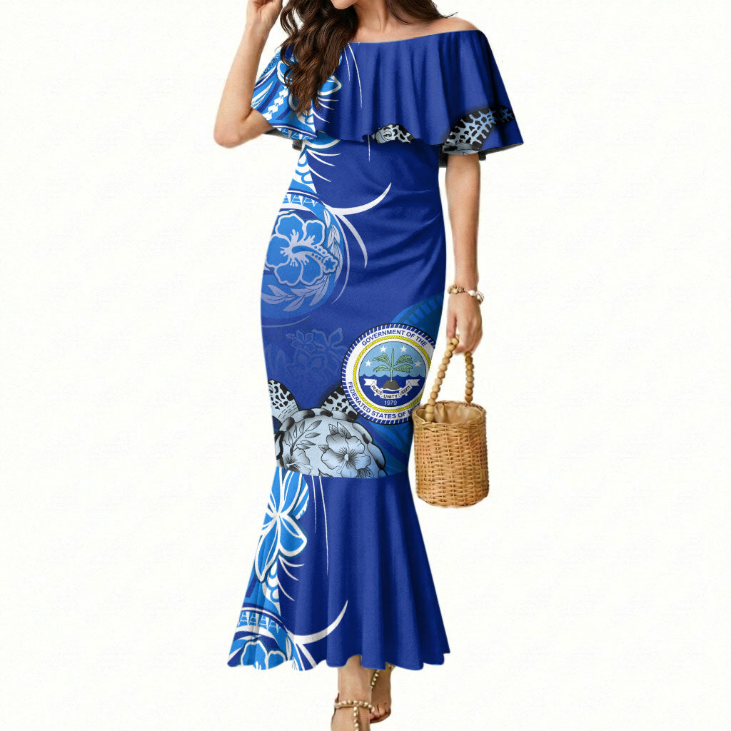 Micronesia Sea Turtle Mermaid Dress Federated States Of Micronesia Tribal Floral Pattern
