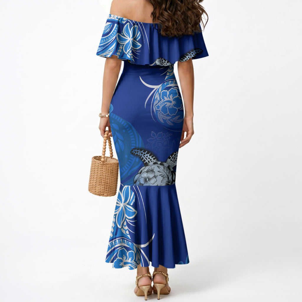 Micronesia Sea Turtle Mermaid Dress Federated States Of Micronesia Tribal Floral Pattern