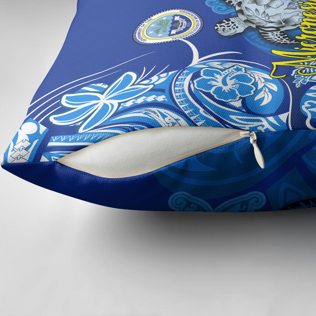 Micronesia Sea Turtle Pillow Cover Federated States Of Micronesia Tribal Floral Pattern