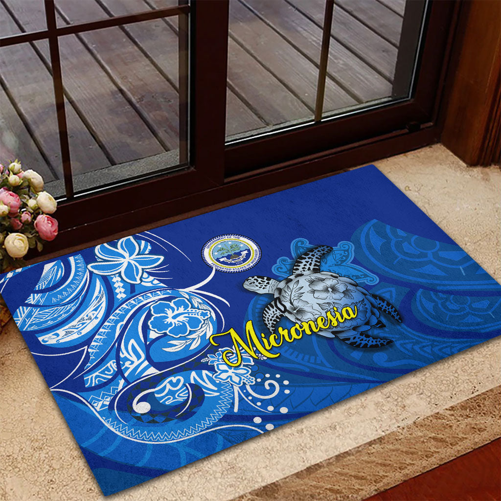 Micronesia Sea Turtle Rubber Doormat Federated States Of Micronesia Tribal Floral Pattern
