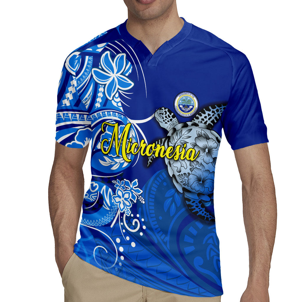 Micronesia Sea Turtle Rugby Jersey Federated States Of Micronesia Tribal Floral Pattern