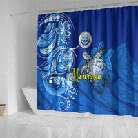 Micronesia Sea Turtle Shower Curtain Federated States Of Micronesia Tribal Floral Pattern