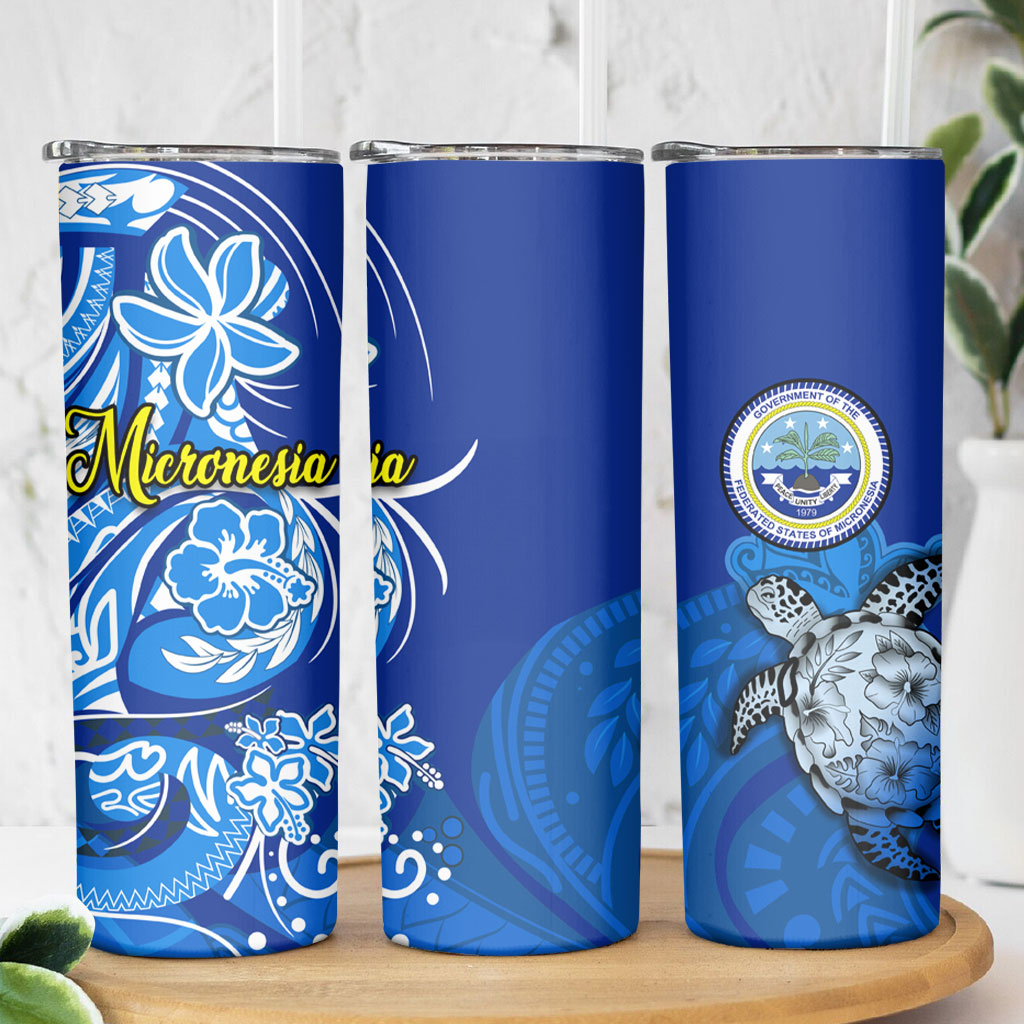 Micronesia Sea Turtle Skinny Tumbler Federated States Of Micronesia Tribal Floral Pattern