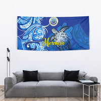 Micronesia Sea Turtle Tapestry Federated States Of Micronesia Tribal Floral Pattern
