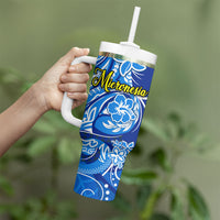 Micronesia Sea Turtle Tumbler With Handle Federated States Of Micronesia Tribal Floral Pattern