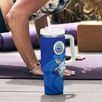 Micronesia Sea Turtle Tumbler With Handle Federated States Of Micronesia Tribal Floral Pattern