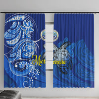 Micronesia Sea Turtle Window Curtain Federated States Of Micronesia Tribal Floral Pattern