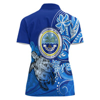 Micronesia Sea Turtle Women Polo Shirt Federated States Of Micronesia Tribal Floral Pattern