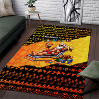 Tropical Christmas In July Santa Claus Area Rug Festive Hawaiian With Beach Reindeer Sleigh