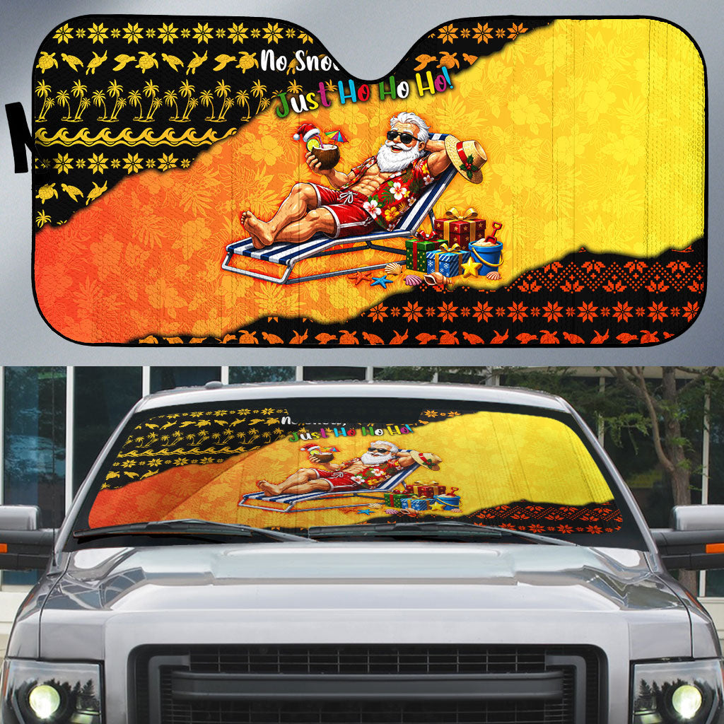 Tropical Christmas In July Santa Claus Auto Sun Shade Festive Hawaiian With Beach Reindeer Sleigh