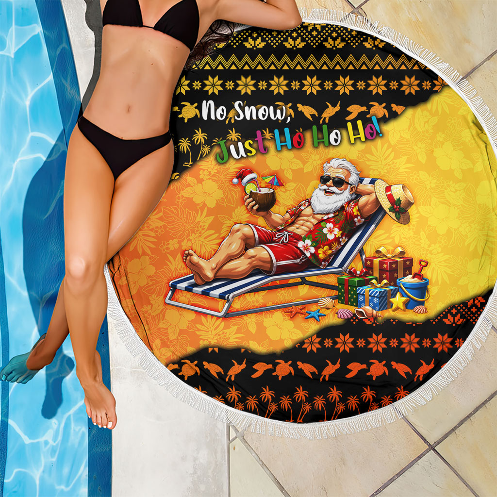 Tropical Christmas In July Santa Claus Beach Blanket Festive Hawaiian With Beach Reindeer Sleigh