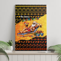 Tropical Christmas In July Santa Claus Canvas Wall Art Festive Hawaiian With Beach Reindeer Sleigh