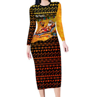 Tropical Christmas In July Santa Claus Family Matching Long Sleeve Bodycon Dress and Hawaiian Shirt Festive Hawaiian With Beach Reindeer Sleigh