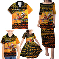 Tropical Christmas In July Santa Claus Family Matching Puletasi and Hawaiian Shirt Festive Hawaiian With Beach Reindeer Sleigh