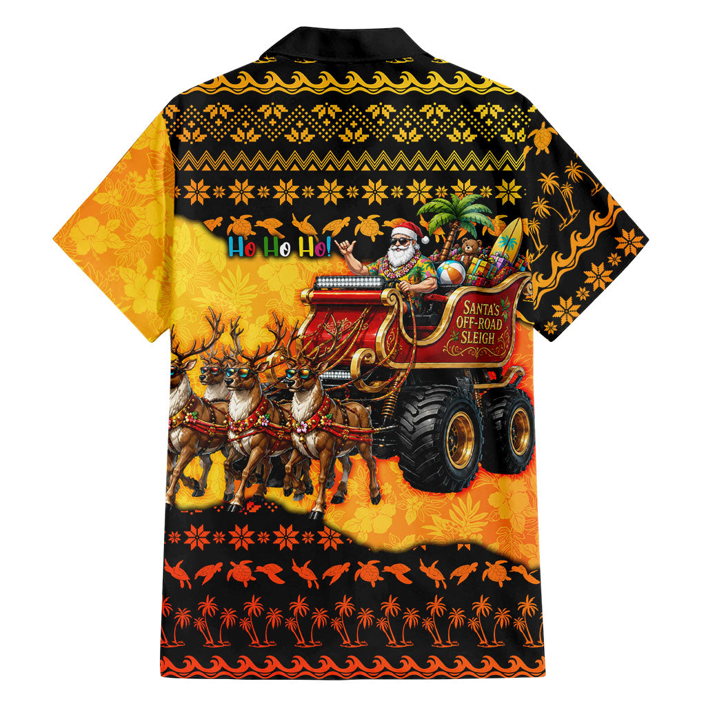 Tropical Christmas In July Santa Claus Hawaiian Shirt Festive Hawaiian With Beach Reindeer Sleigh