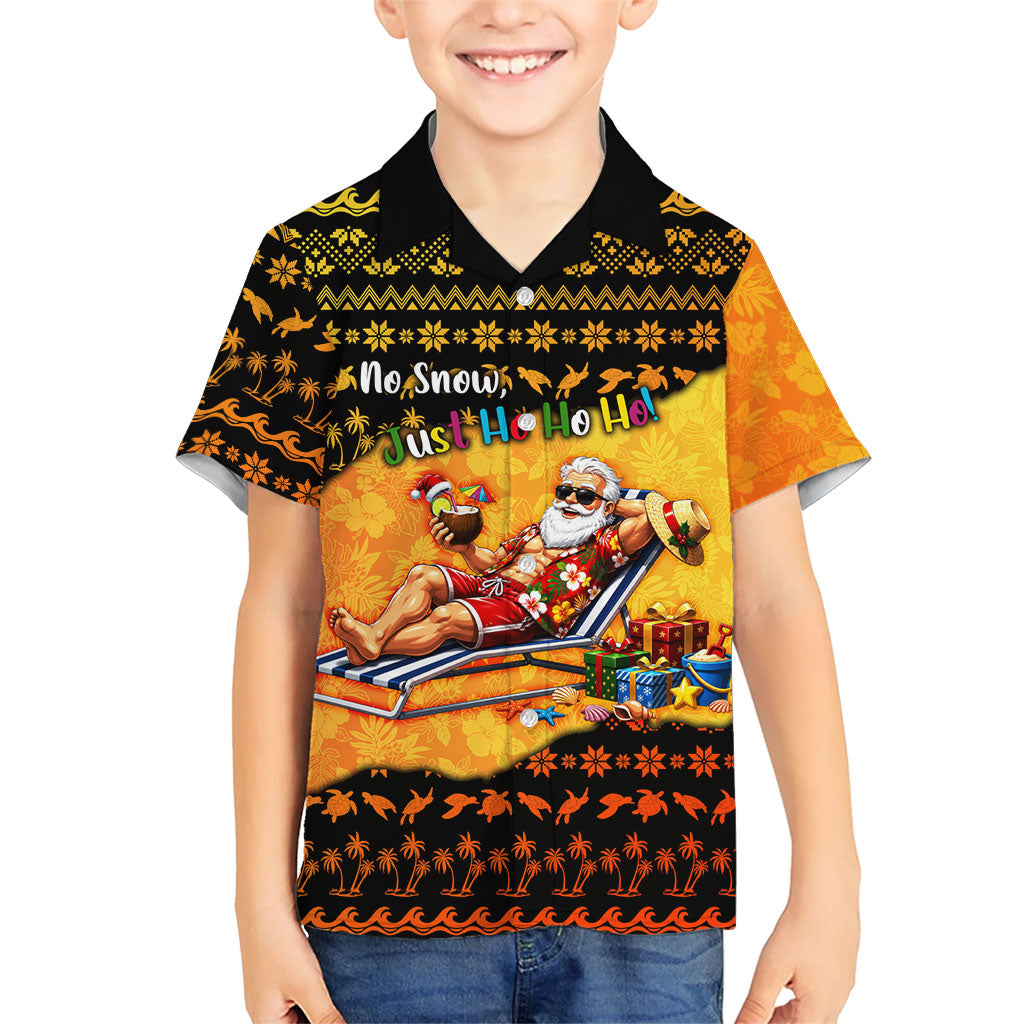 Tropical Christmas In July Santa Claus Hawaiian Shirt Festive Hawaiian With Beach Reindeer Sleigh