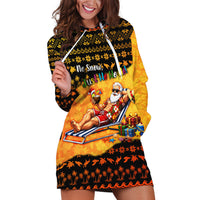 Tropical Christmas In July Santa Claus Hoodie Dress Festive Hawaiian With Beach Reindeer Sleigh
