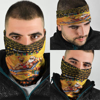 Tropical Christmas In July Santa Claus Neck Gaiter Festive Hawaiian With Beach Reindeer Sleigh