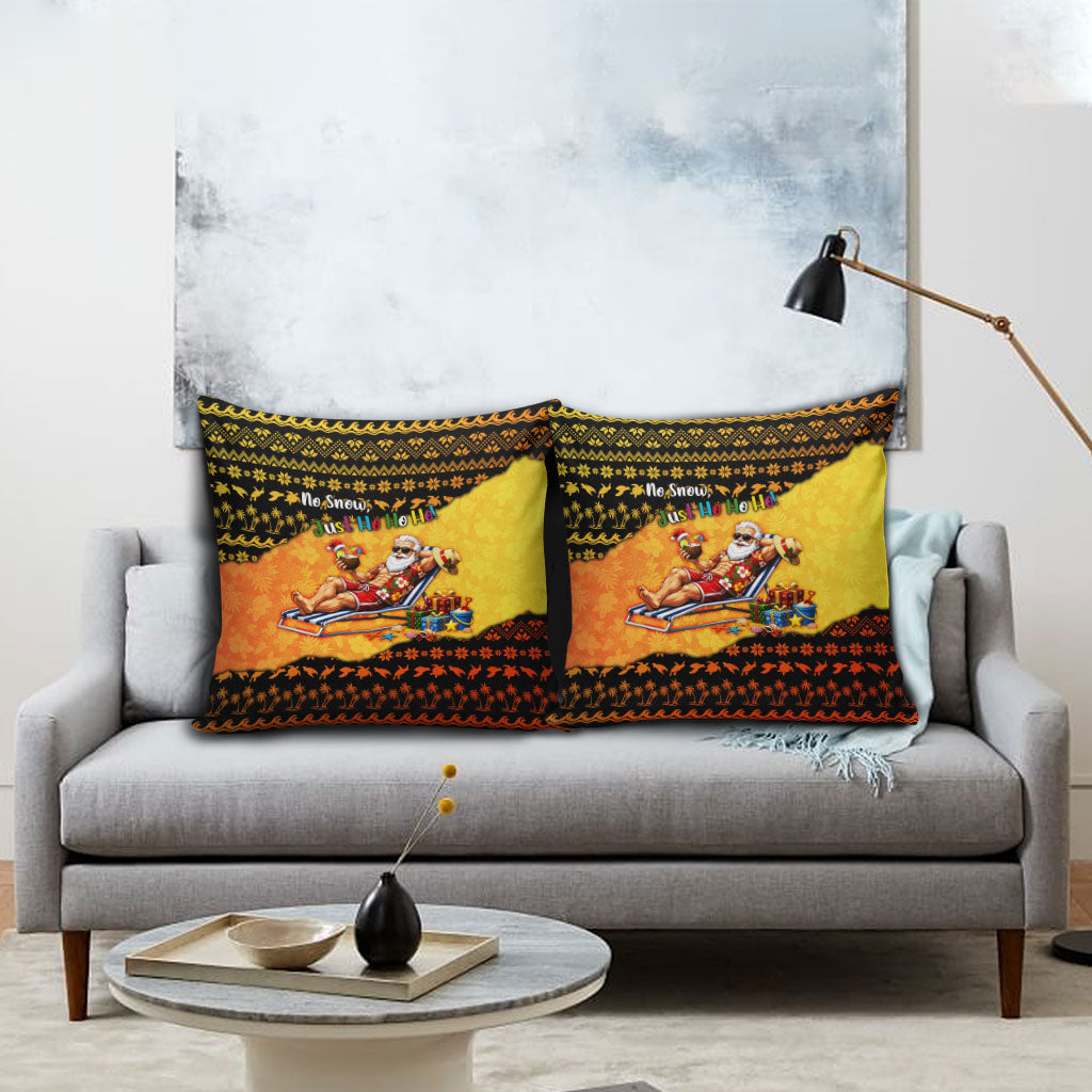 Tropical Christmas In July Santa Claus Pillow Cover Festive Hawaiian With Beach Reindeer Sleigh