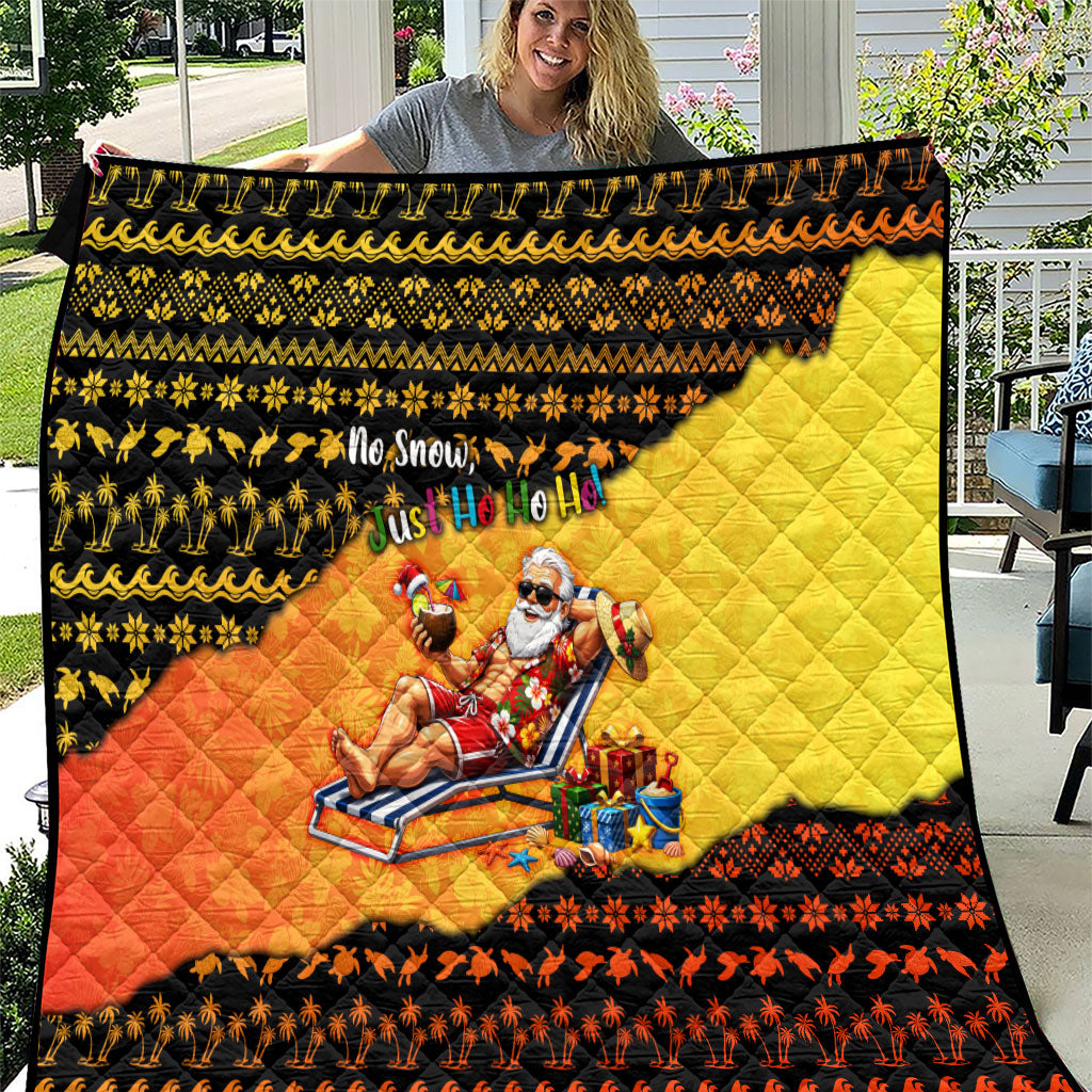 Tropical Christmas In July Santa Claus Quilt Festive Hawaiian With Beach Reindeer Sleigh