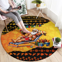Tropical Christmas In July Santa Claus Round Carpet Festive Hawaiian With Beach Reindeer Sleigh