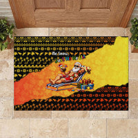 Tropical Christmas In July Santa Claus Rubber Doormat Festive Hawaiian With Beach Reindeer Sleigh