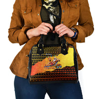 Tropical Christmas In July Santa Claus Shoulder Handbag Festive Hawaiian With Beach Reindeer Sleigh