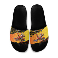 Tropical Christmas In July Santa Claus Slide Sandals Festive Hawaiian With Beach Reindeer Sleigh