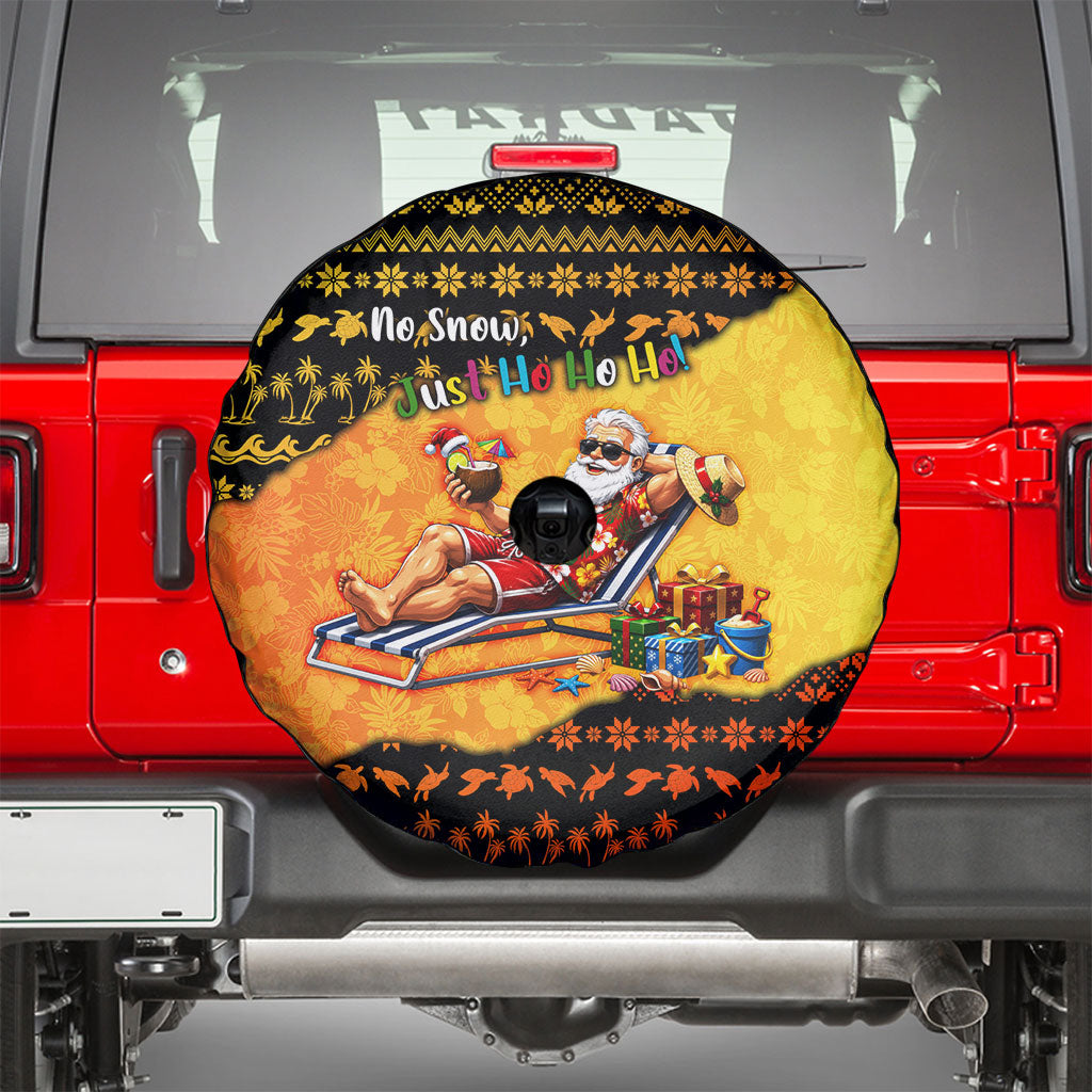 Tropical Christmas In July Santa Claus Spare Tire Cover Festive Hawaiian With Beach Reindeer Sleigh