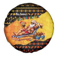 Tropical Christmas In July Santa Claus Spare Tire Cover Festive Hawaiian With Beach Reindeer Sleigh