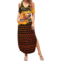 Tropical Christmas In July Santa Claus Summer Maxi Dress Festive Hawaiian With Beach Reindeer Sleigh