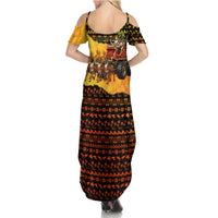 Tropical Christmas In July Santa Claus Summer Maxi Dress Festive Hawaiian With Beach Reindeer Sleigh