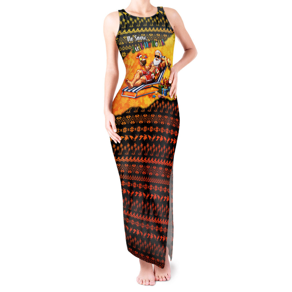Tropical Christmas In July Santa Claus Tank Maxi Dress Festive Hawaiian With Beach Reindeer Sleigh