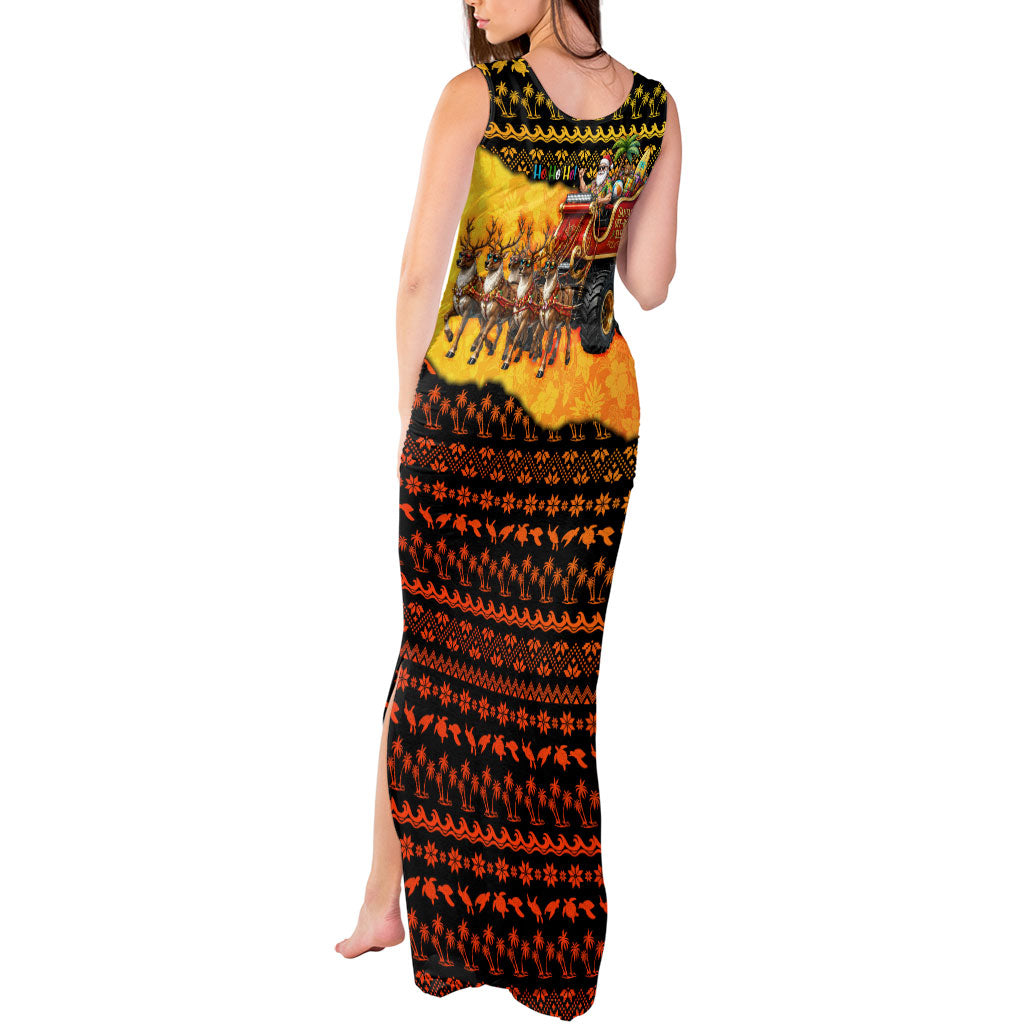 Tropical Christmas In July Santa Claus Tank Maxi Dress Festive Hawaiian With Beach Reindeer Sleigh