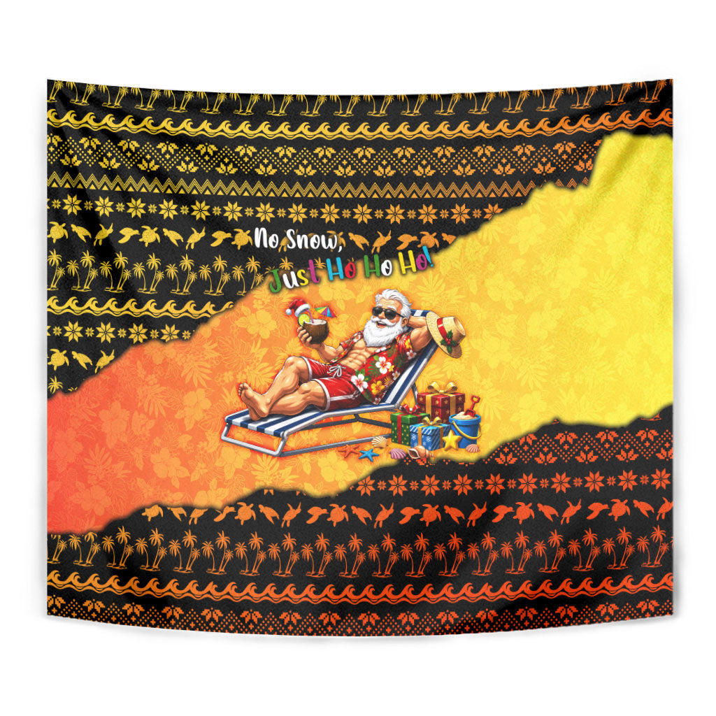 Tropical Christmas In July Santa Claus Tapestry Festive Hawaiian With Beach Reindeer Sleigh