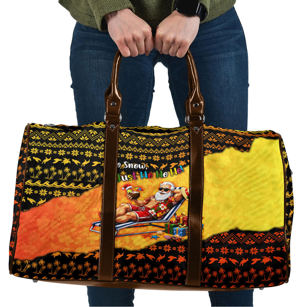 Tropical Christmas In July Santa Claus Travel Bag Festive Hawaiian With Beach Reindeer Sleigh