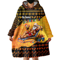 Tropical Christmas In July Santa Claus Wearable Blanket Hoodie Festive Hawaiian With Beach Reindeer Sleigh
