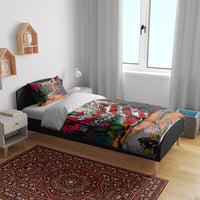 Tropical Christmas In July Candy Cane Surf Bedding Set Vibrant Street Art Beach Graffiti Graphic