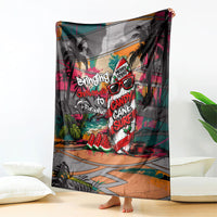Tropical Christmas In July Candy Cane Surf Blanket Vibrant Street Art Beach Graffiti Graphic