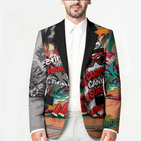 Tropical Christmas In July Candy Cane Surf Blazer Vibrant Street Art Beach Graffiti Graphic